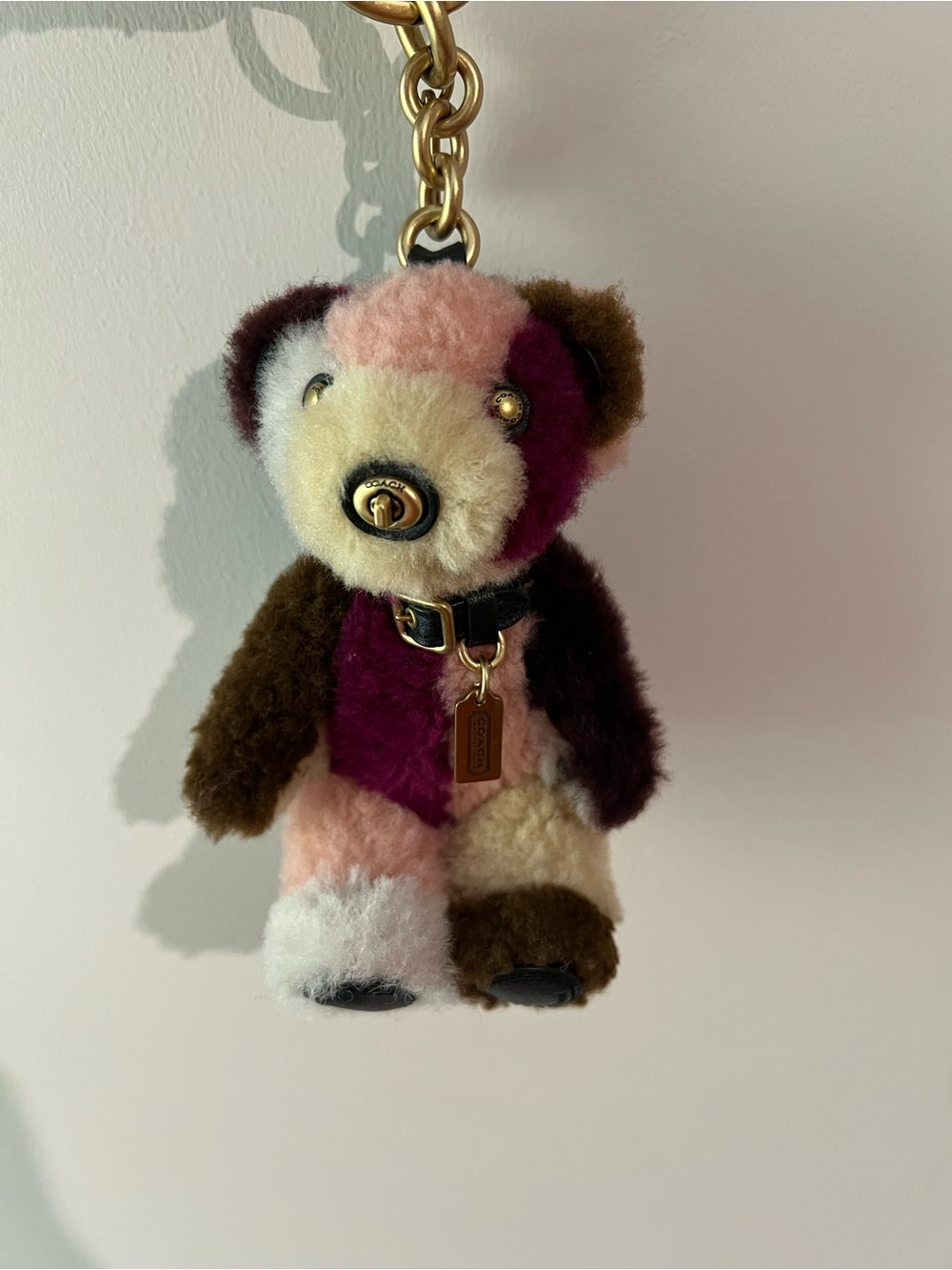 Coach Shearling Patchwork Bear Bag Charm